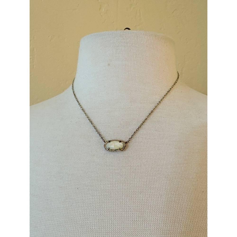 Kendra Scott Elisa Pendant Necklace Iridescent Drusy Gold Tone Adjustable Chain